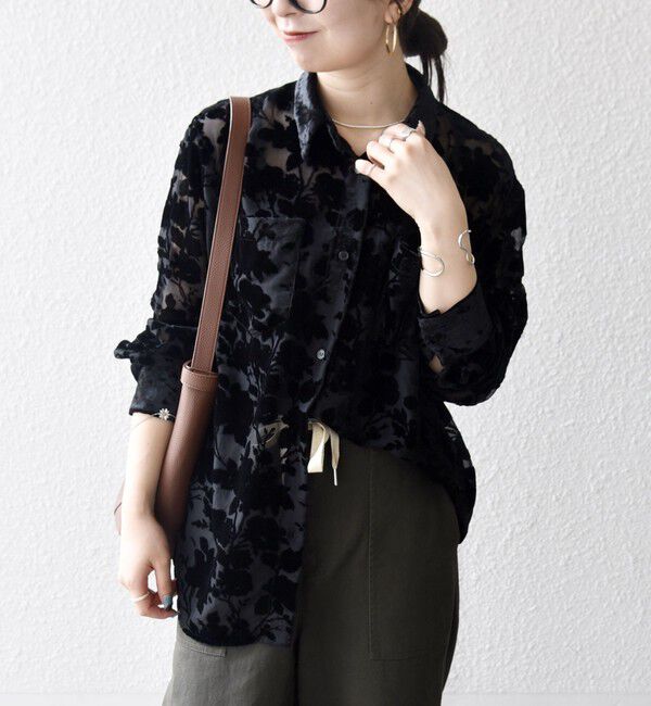 SHIPS any「SHIPS any:〈手洗い可能〉フラワー オパール シアー シャツ ブラウス」|シャツ・ブラウス|