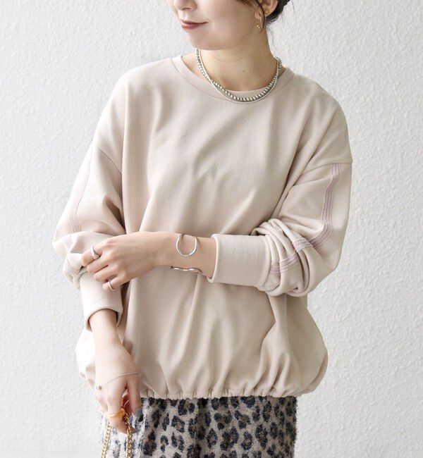 SHIPS any「SHIPS any:〈洗濯機可能〉裏毛 バイカラー ドロスト ルーズ スウェット プルオーバー」|スウェット・ジャージ|ホワイト