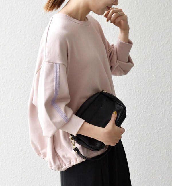 SHIPS any「SHIPS any:〈洗濯機可能〉裏毛 バイカラー ドロスト ルーズ スウェット プルオーバー」|スウェット・ジャージ|ピンク