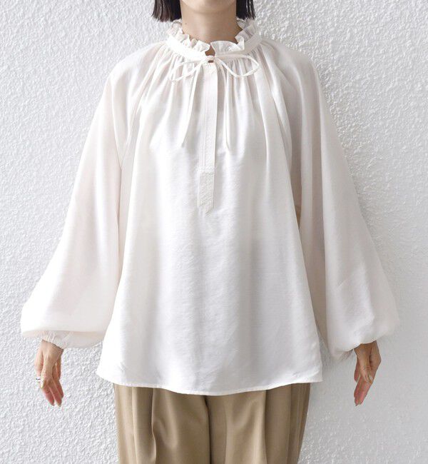 SHIPS for women「〈手洗い可能〉シアー タンブラー リボン デザイン 長袖 ブラウス」|シャツ・ブラウス|