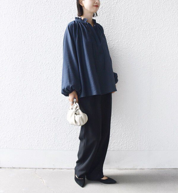 SHIPS for women「〈手洗い可能〉シアー タンブラー リボン デザイン 長袖 ブラウス」|シャツ・ブラウス|