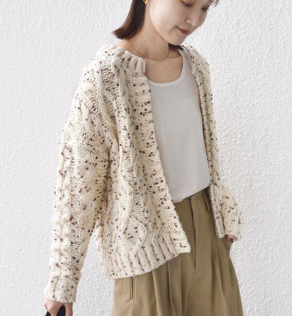 SHIPS for women「【WEB限定】〈手洗い可能〉ネップヤーン ケーブル ニット カーディガン」|カーディガン|オフホワイト