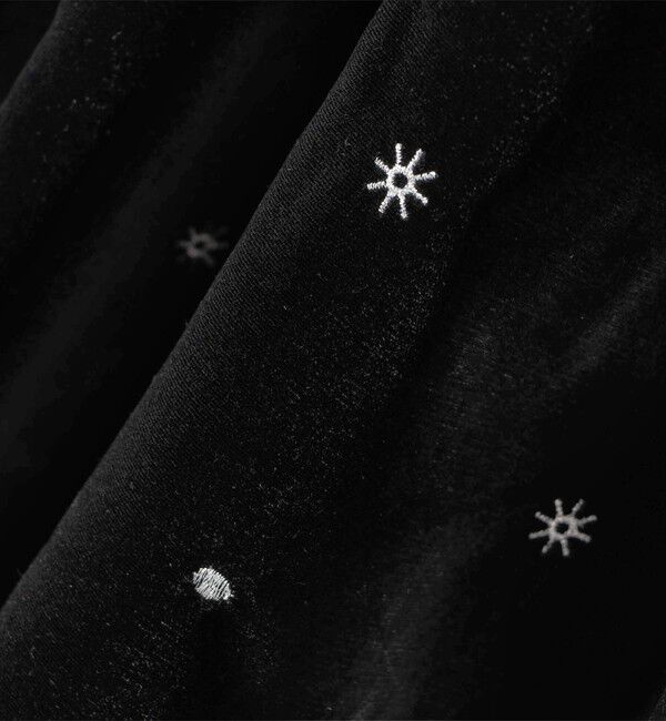 SHIPS any「SHIPS any:〈手洗い可能〉ポリエステル ベロア 刺繍 タック フレア ワンピース」|ワンピース|