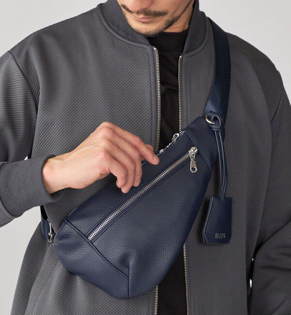 SHIPS「【WEB限定】SHIPS: 合成皮革 ティアーズルック ワンショルダー バッグ」|ショルダー・メッセンジャー|ネイビー