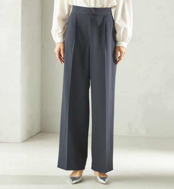 SHIPS for women「〈手洗い可能〉ダブル クロス セミ ワイド パンツ（セレモニー対応可）」|その他|