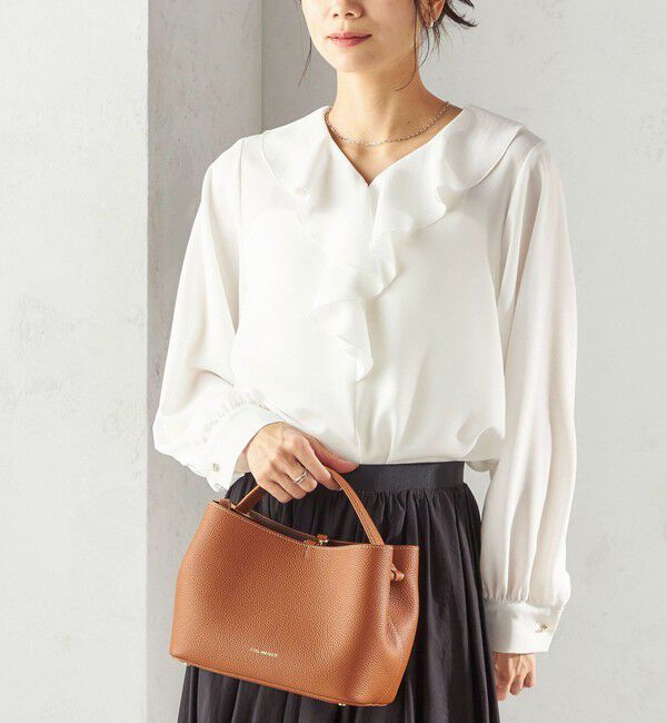 SHIPS for women「《予約》〈手洗い可能〉ジョーゼット フリル カラー ブラウス（セレモニー対応可）」|シャツ・ブラウス|オフホワイト