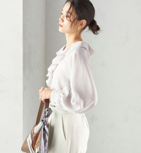 SHIPS for women「《予約》〈手洗い可能〉ジョーゼット フリル カラー ブラウス（セレモニー対応可）」|シャツ・ブラウス|