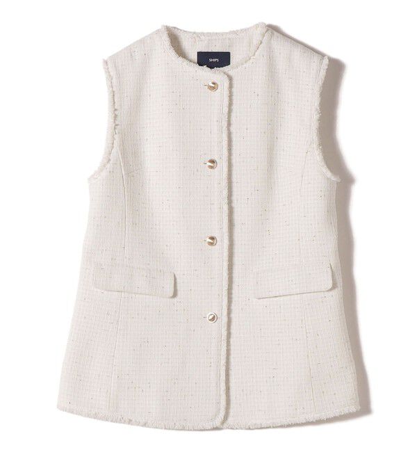 SHIPS for women「ランダム ラメ ノーカラー ボックス ジレ（セレモニー対応可）」|ベスト・ジレ|