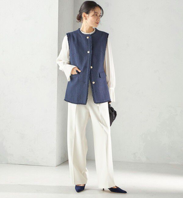 SHIPS for women「ランダム ラメ ノーカラー ボックス ジレ（セレモニー対応可）」|ベスト・ジレ|