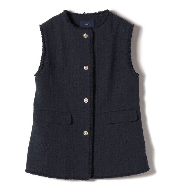 SHIPS for women「ランダム ラメ ノーカラー ボックス ジレ（セレモニー対応可）」|ベスト・ジレ|