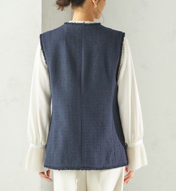 SHIPS for women「ランダム ラメ ノーカラー ボックス ジレ（セレモニー対応可）」|ベスト・ジレ|