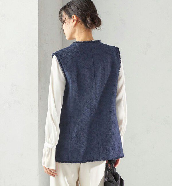 SHIPS for women「ランダム ラメ ノーカラー ボックス ジレ（セレモニー対応可）」|ベスト・ジレ|