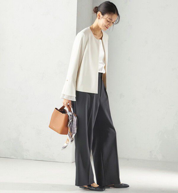 SHIPS for women「ダブル クロス 重ね袖 ノーカラー ジャケット（セレモニー対応可）」|ノーカラージャケット|