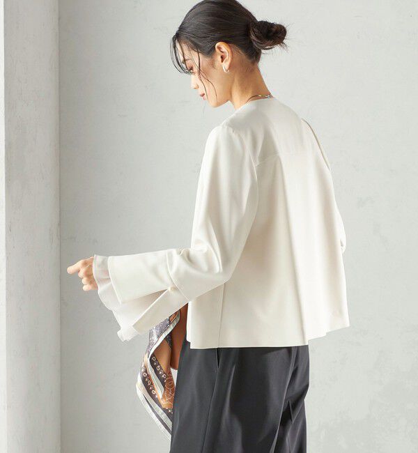 SHIPS for women「ダブル クロス 重ね袖 ノーカラー ジャケット（セレモニー対応可）」|ノーカラージャケット|