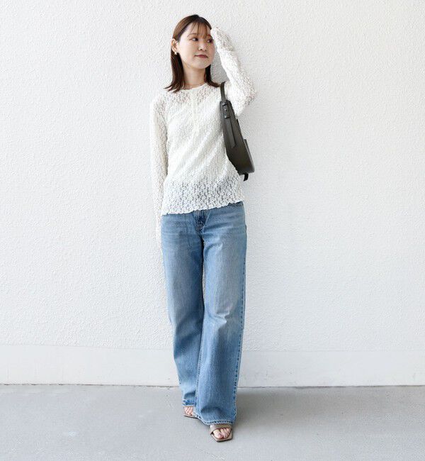 SHIPS for women「〈手洗い可能〉ラッセル レース ヘンリー ネック 2WAY プルオーバー」|Tシャツ・カットソー|