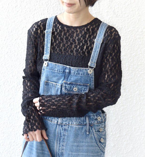 SHIPS for women「〈手洗い可能〉ラッセル レース ヘンリー ネック 2WAY プルオーバー」|Tシャツ・カットソー|