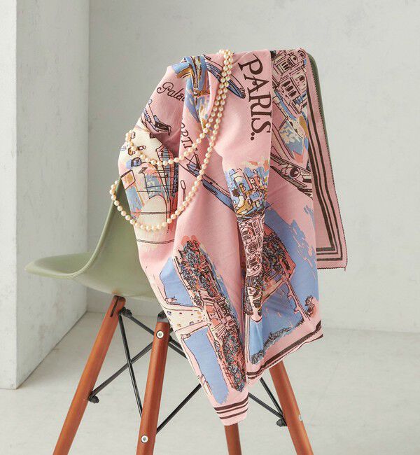 SHIPS for women「【SHIPS別注】BINDU: マップ スカーフ 100&times;100」|バンダナ・スカーフ|ピンク系