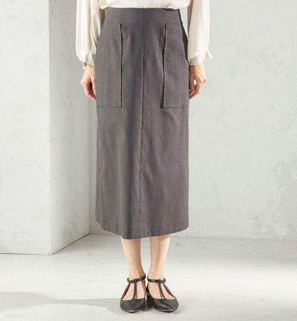 SHIPS for women「〈UVカット・吸水速乾・手洗い可能〉綿麻混 オックス ポケット タイト スカート」|スカート|