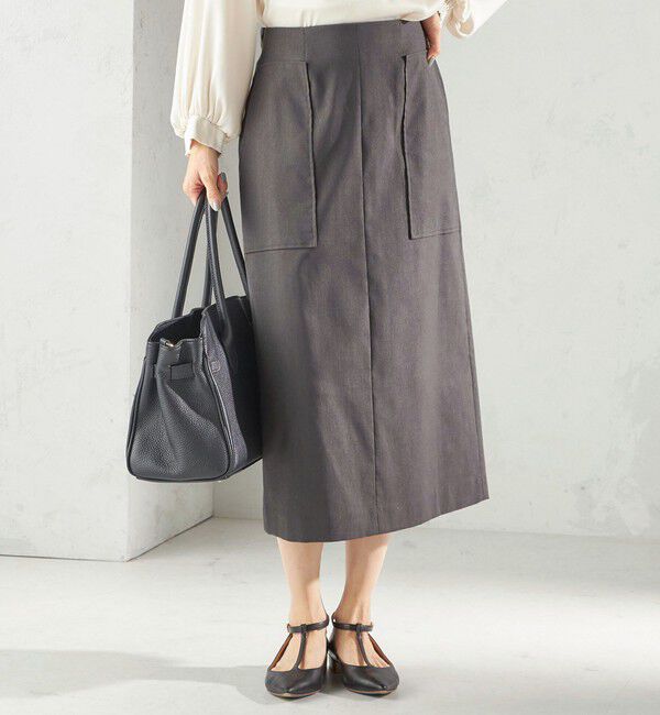 SHIPS for women「〈UVカット・吸水速乾・手洗い可能〉綿麻混 オックス ポケット タイト スカート」|スカート|