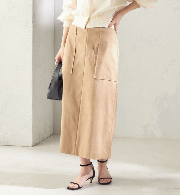 SHIPS for women「〈UVカット・吸水速乾・手洗い可能〉綿麻混 オックス ポケット タイト スカート」|スカート|