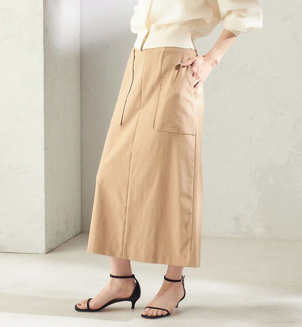 SHIPS for women「〈UVカット・吸水速乾・手洗い可能〉綿麻混 オックス ポケット タイト スカート」|スカート|
