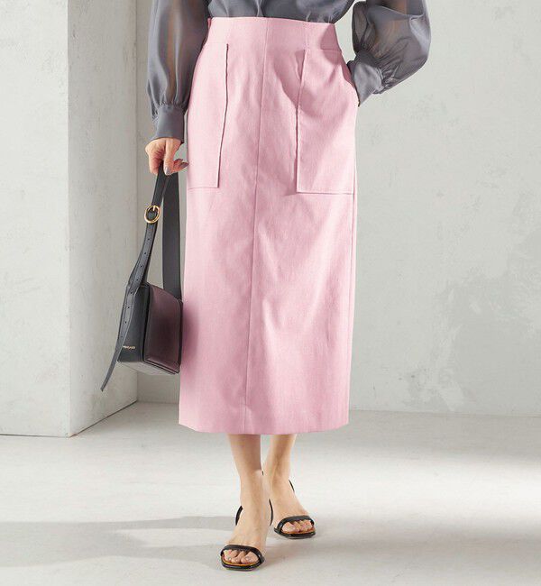 SHIPS for women「〈UVカット・吸水速乾・手洗い可能〉綿麻混 オックス ポケット タイト スカート」|スカート|