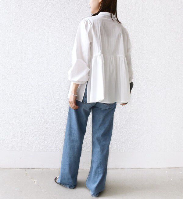 SHIPS for women「【WEB限定】〈手洗い可能〉フリル 刺繍 ペプラム ブラウス」|シャツ・ブラウス|