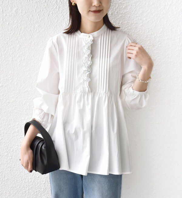 SHIPS for women「【WEB限定】〈手洗い可能〉フリル 刺繍 ペプラム ブラウス」|シャツ・ブラウス|