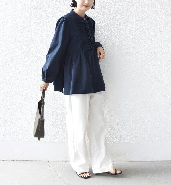 SHIPS for women「【WEB限定】〈手洗い可能〉フリル 刺繍 ペプラム ブラウス」|シャツ・ブラウス|