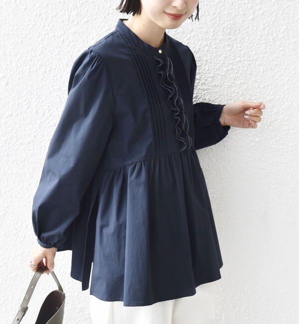 SHIPS for women「【WEB限定】〈手洗い可能〉フリル 刺繍 ペプラム ブラウス」|シャツ・ブラウス|