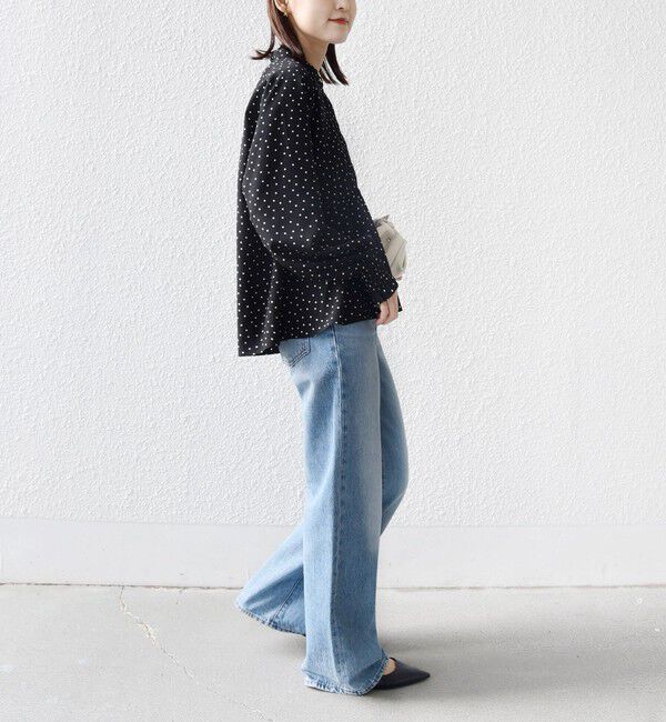 SHIPS for women「【WEB限定】〈手洗い可能〉ドット 花柄 袖 シャーリング ブラウス」|シャツ・ブラウス|