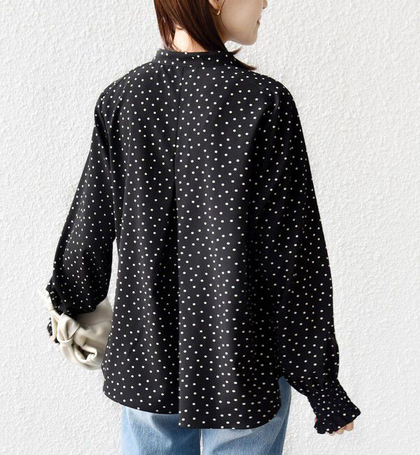 SHIPS for women「【WEB限定】〈手洗い可能〉ドット 花柄 袖 シャーリング ブラウス」|シャツ・ブラウス|