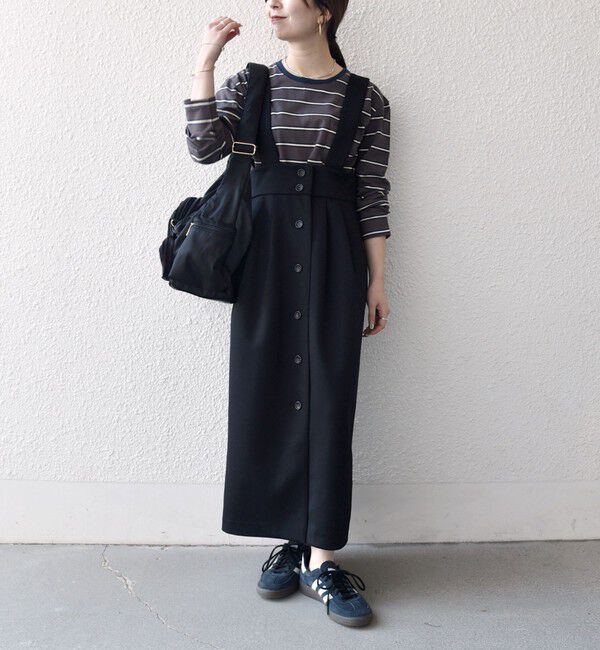 SHIPS any「SHIPS any:〈洗濯機可能〉ジャージー ハイウエスト Iライン ジャンパースカート」|ジャンパースカート|