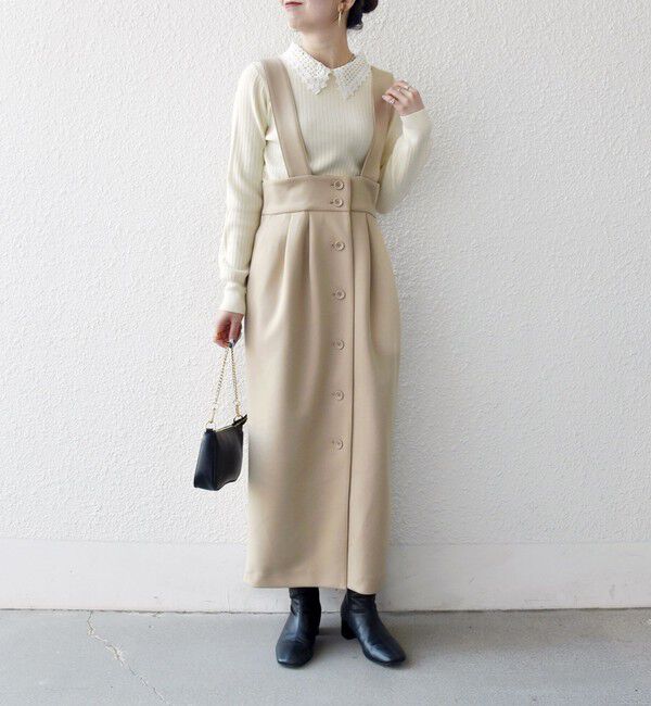 SHIPS any「SHIPS any:〈洗濯機可能〉ジャージー ハイウエスト Iライン ジャンパースカート」|ジャンパースカート|