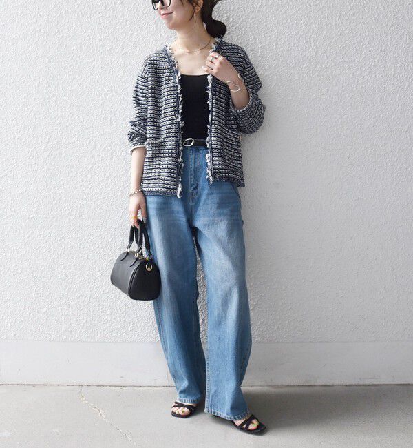 SHIPS any「SHIPS any:〈手洗い可能〉ツイード ライク フリンジ ニット ジャケット カーディガン」|カーディガン|