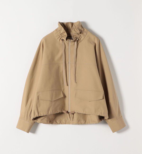 quaranciel「quaranciel:〈手洗い可能〉ギャザー スタンドカラー ドロスト ショート ブルゾン」|ブルゾン・スタジャン|