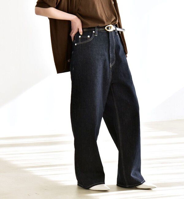 quaranciel「《一部追加予約》quaranciel:〈洗濯機可能〉ハイライズ ルーズ ワイド デニム パンツ」|デニム|