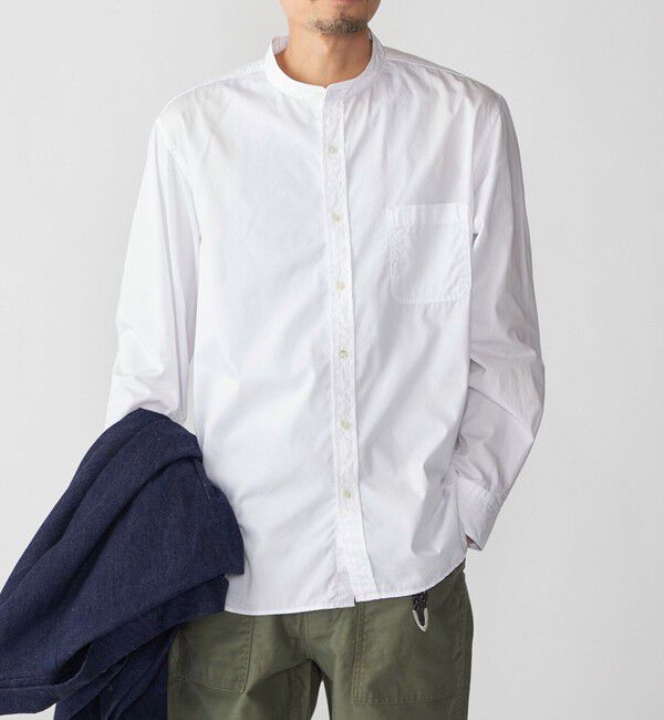 SHIPS「SHIPS: バンドカラー ブロード シャツ ロングスリーブ」|シャツ・ブラウス|ホワイト