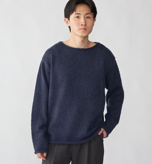 SHIPS「City Ambient Products: スーパーソフト ブークレ ロール ニット」|ニット・セーター|ネイビー