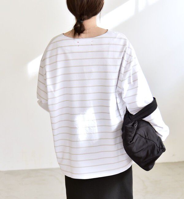 quaranciel「quaranciel:〈洗濯機可能〉ボーダー ビッグ スキッパー プルオーバー」|Tシャツ・カットソー|