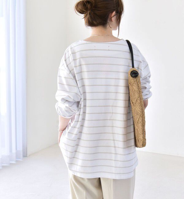 quaranciel「quaranciel:〈洗濯機可能〉ボーダー ビッグ スキッパー プルオーバー」|Tシャツ・カットソー|