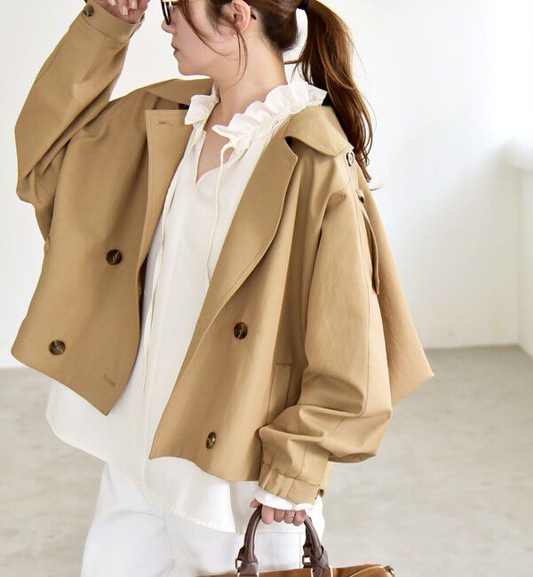 quaranciel「《一部追加予約》quaranciel: ドルマンスリーブ ショート トレンチ コート」|トレンチコート|