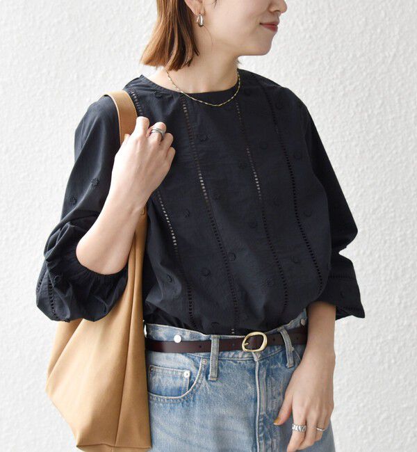 SHIPS any「SHIPS any:〈洗濯機可能〉フラワー モチーフ ハシゴレース クルーネック ブラウス」|シャツ・ブラウス|