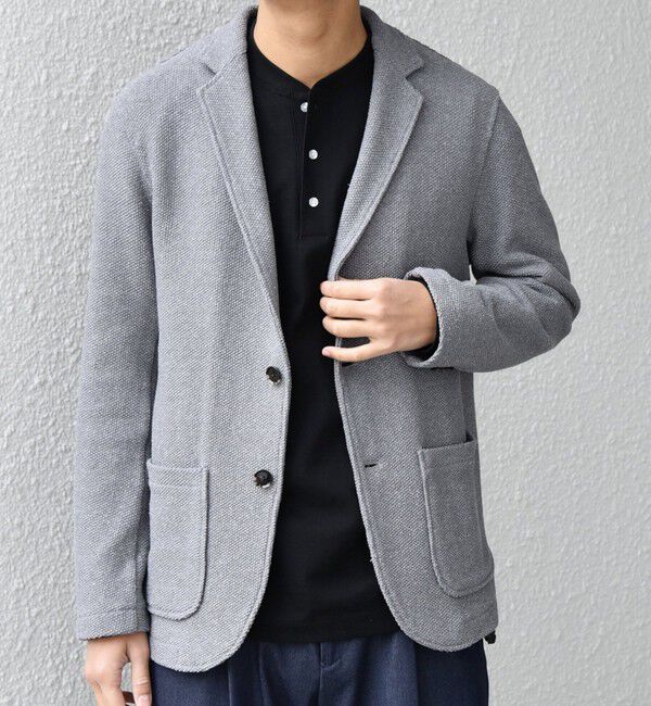 SHIPS any「SHIPS any:〈洗濯機可能〉TEXBRID(R) リネン混 タックハニカム ニット ジャケット◇」|テーラードジャケット|