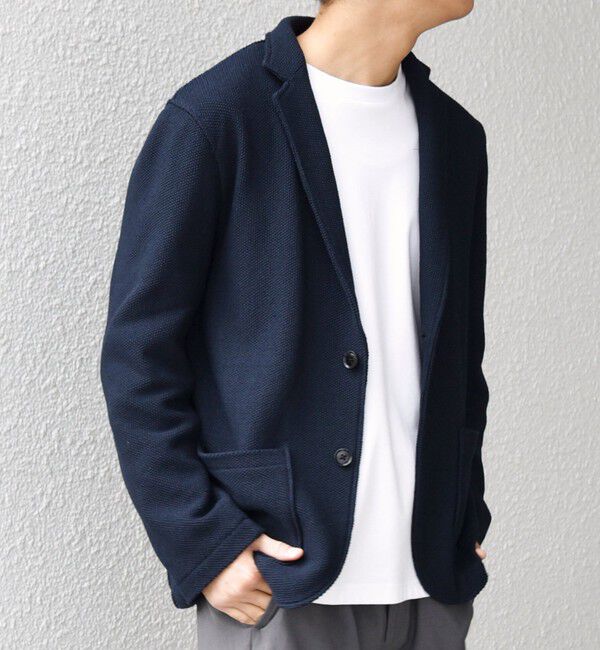 SHIPS any「SHIPS any:〈洗濯機可能〉TEXBRID(R) リネン混 タックハニカム ニット ジャケット◇」|テーラードジャケット|