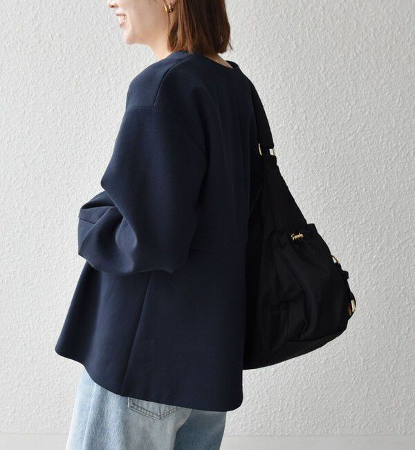 SHIPS any「SHIPS any:〈手洗い可能〉ダンボール ペプラム Vネック ジャケット」|ノーカラージャケット|