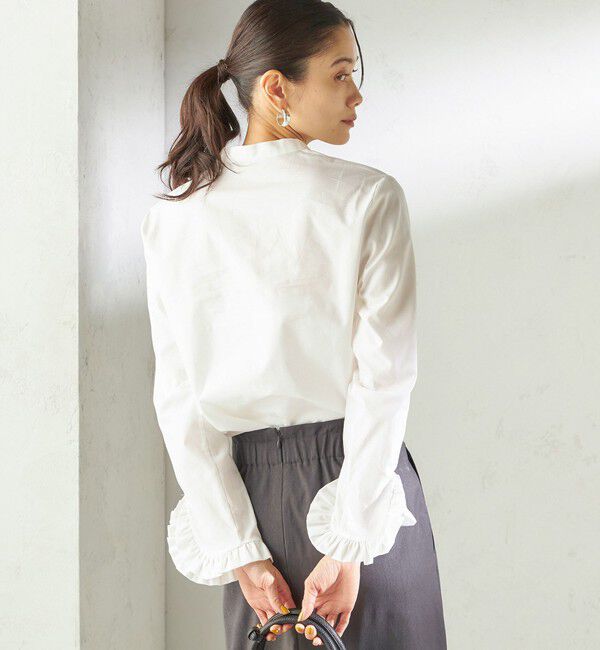 SHIPS for women「〈洗濯機可能〉フリル カフス バンド カラー シャツ」|シャツ・ブラウス|