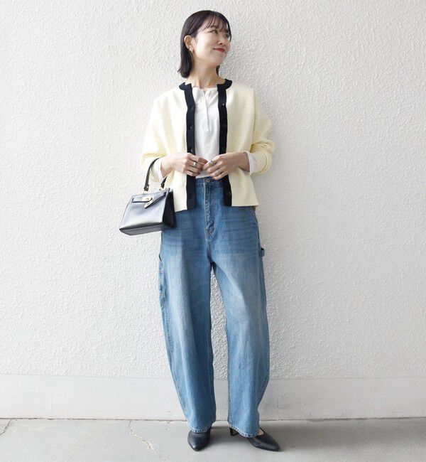 SHIPS any「《追加予約》SHIPS any:〈手洗い可能〉バイカラー スキッパー ニット カーディガン」|カーディガン|