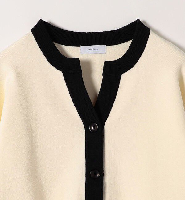SHIPS any「《追加予約》SHIPS any:〈手洗い可能〉バイカラー スキッパー ニット カーディガン」|カーディガン|