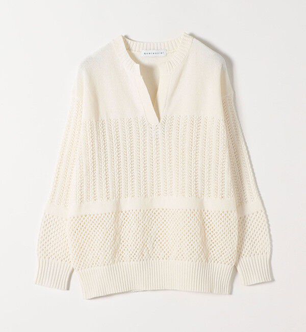 quaranciel「quaranciel:〈手洗い可能〉透かし編み スキッパー ニット プルオーバー」|ニット・セーター|